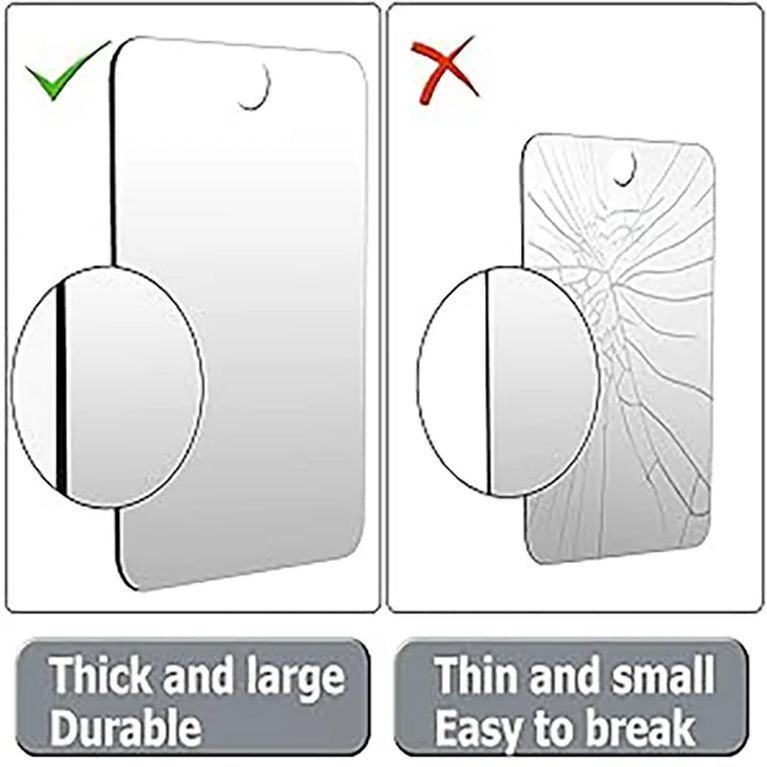 Fogless Acrylic Shower Mirror | Portable Anti-Fog Shaving Mirror with Non-Slip Stand