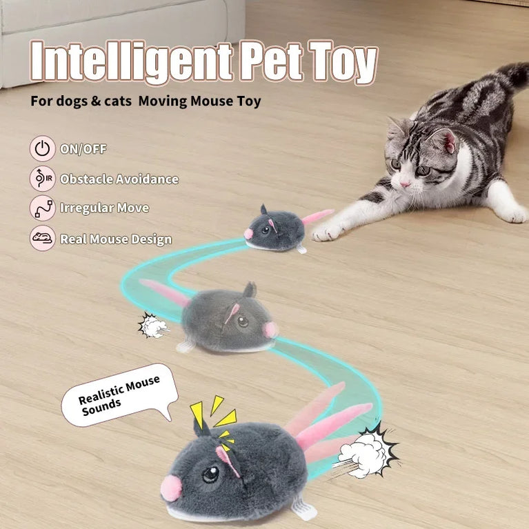 Electric Interactive Mouse Cat Toys Funny Plush Smart Movement Toy