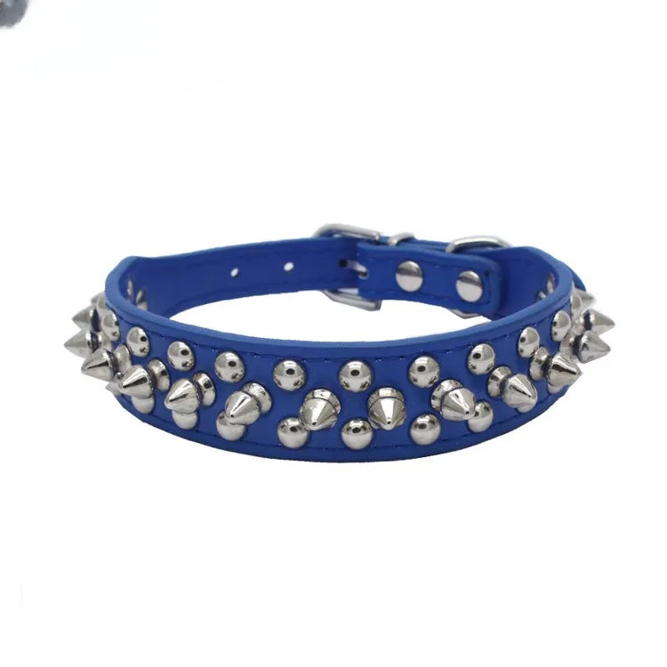 Adjustable Leather Dog Collar Punk Rivet Spiked Neck Strap
