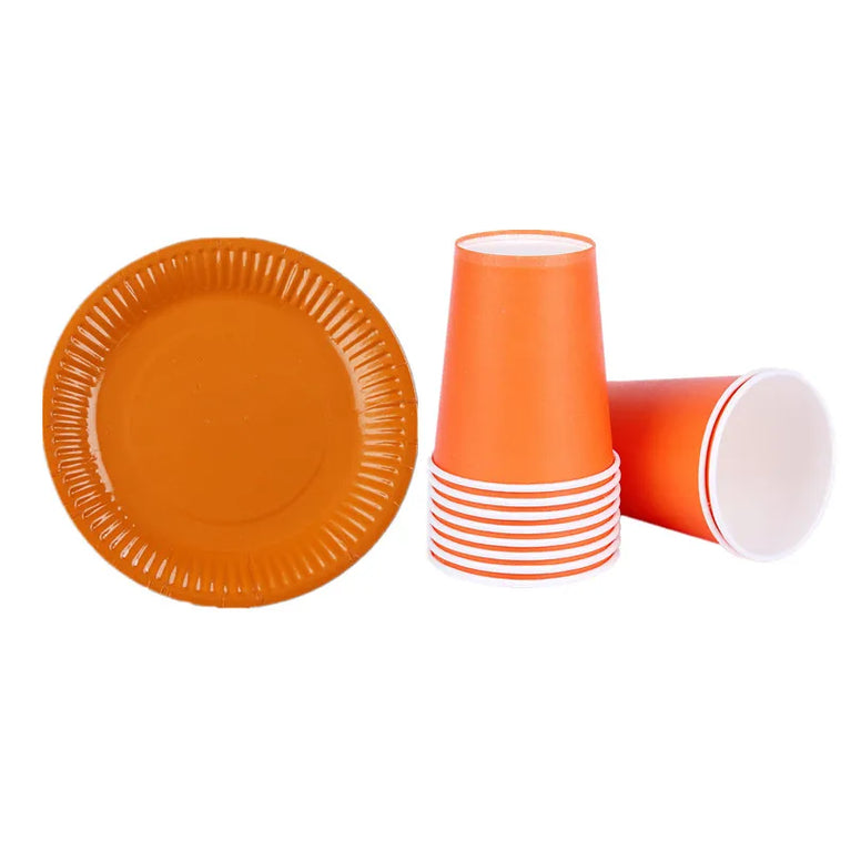 Solid Color Disposable Tableware Set Plates Cups Party Wedding Decoration Kit