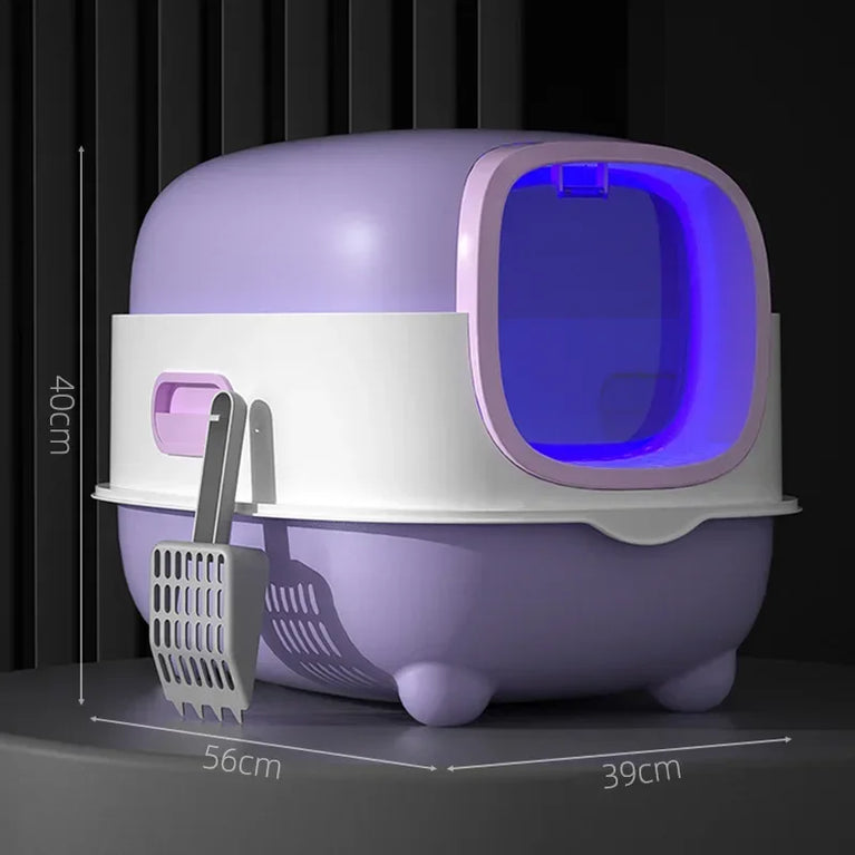 Fully Enclosed Oversized Cat Litter Box | Deodorizing Flip-Top Pet Toilet