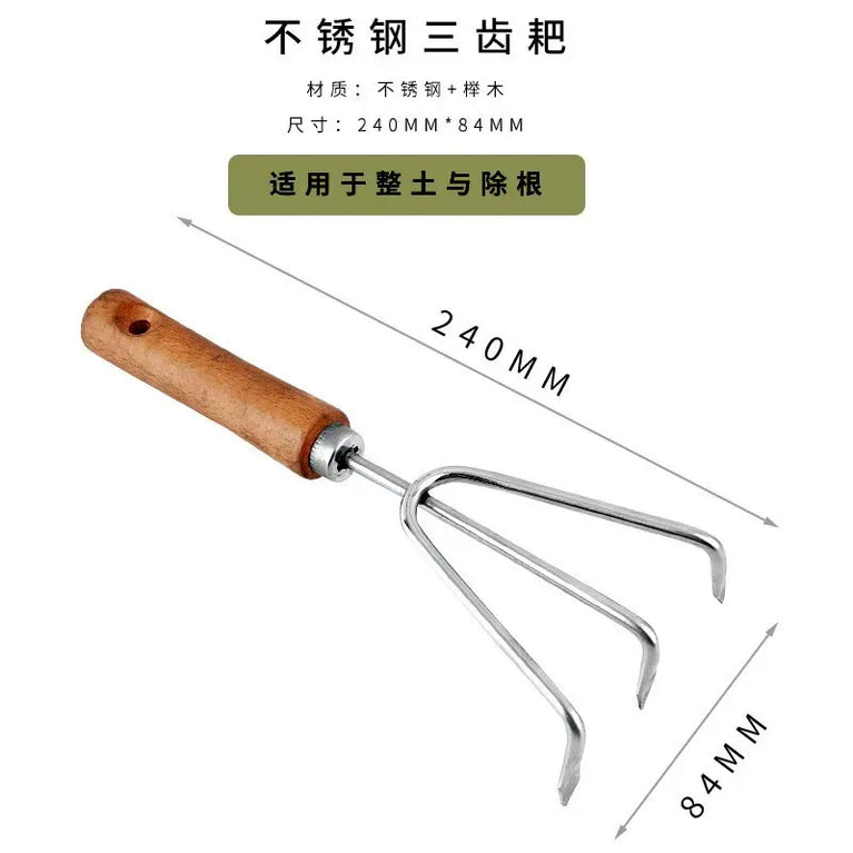 4PCS Heavy Duty Garden Tool Set Stainless Steel Hand Shovel Spade Rake Kit