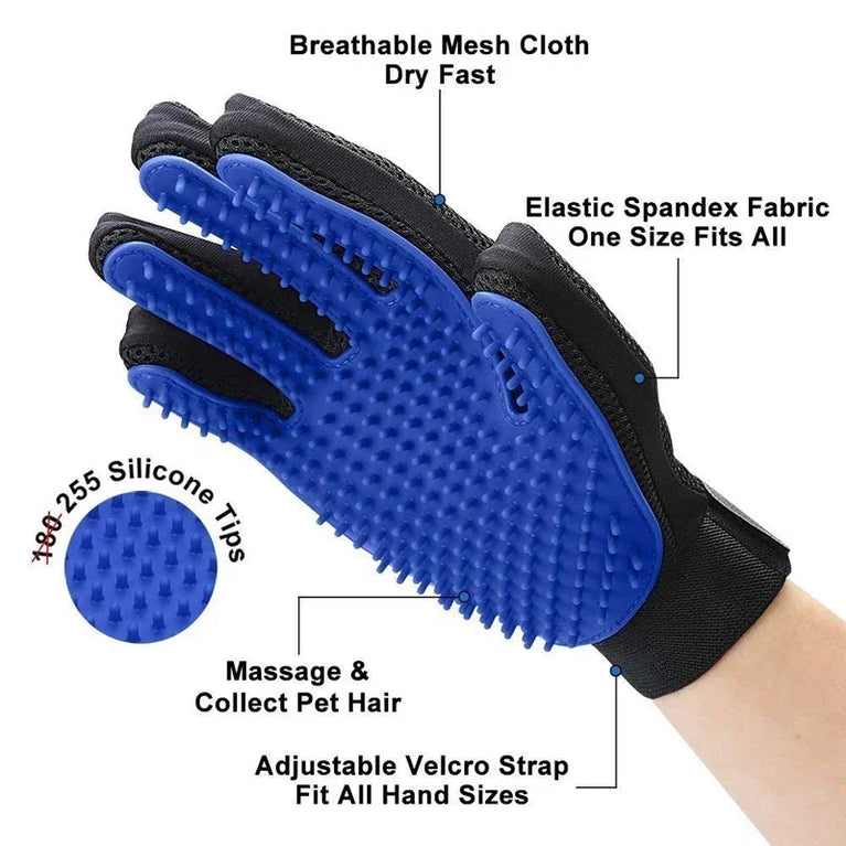 Silicone Cat Grooming Gloves Hair Removal Brush Mitt Tool