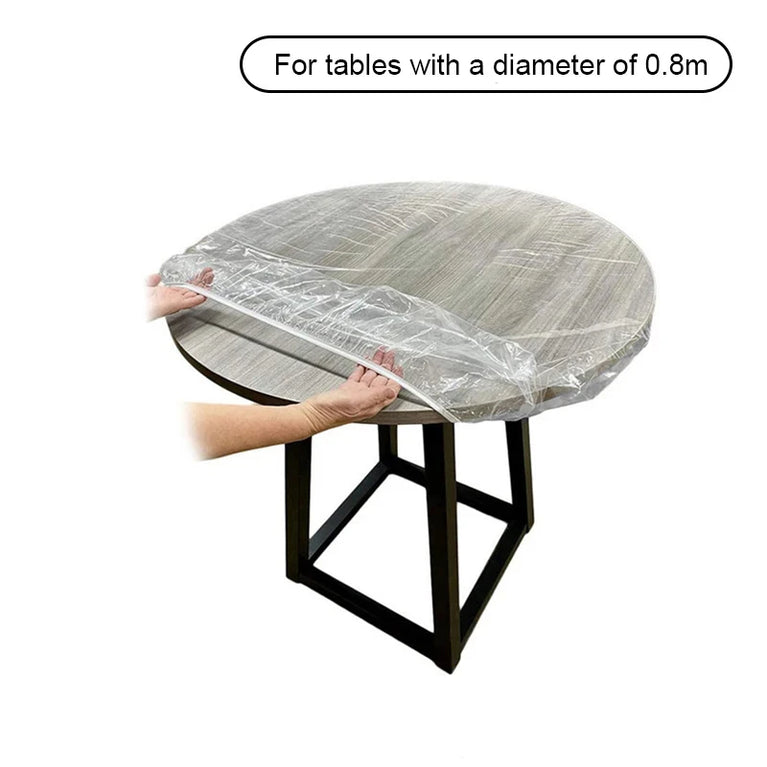 Disposable Fitted Round Tablecloths | Transparent Waterproof Protection