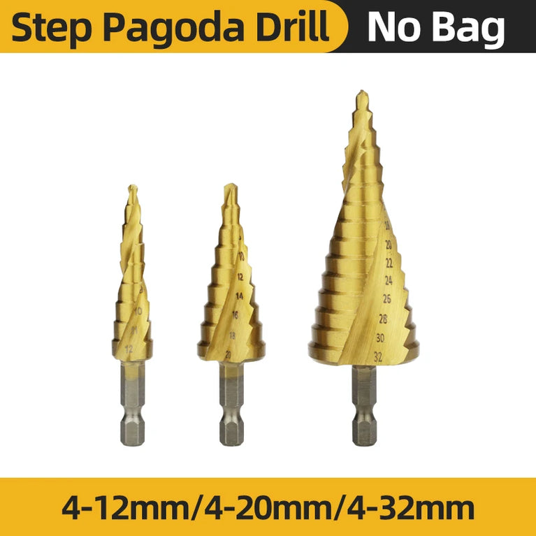 Titanium Step Drill Bit Set | High-Speed Stepped Conical Stage Drills