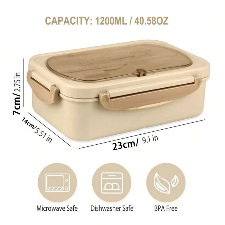Compartment Lunch Box Portable Microwave Bento Box Leakproof Food Container with Spoon and Fork for Picnic Office School