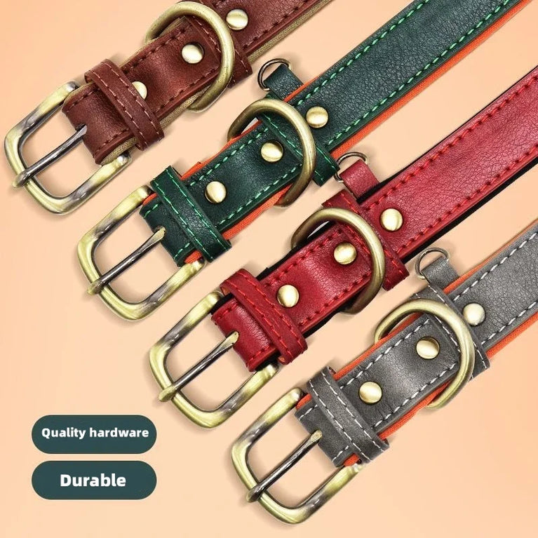 Personalized Leather Dog Collar | Padded ID Nameplate Collar
