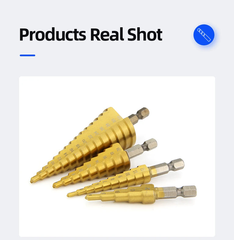 Titanium Step Drill Bit Set | High-Speed Stepped Conical Stage Drills