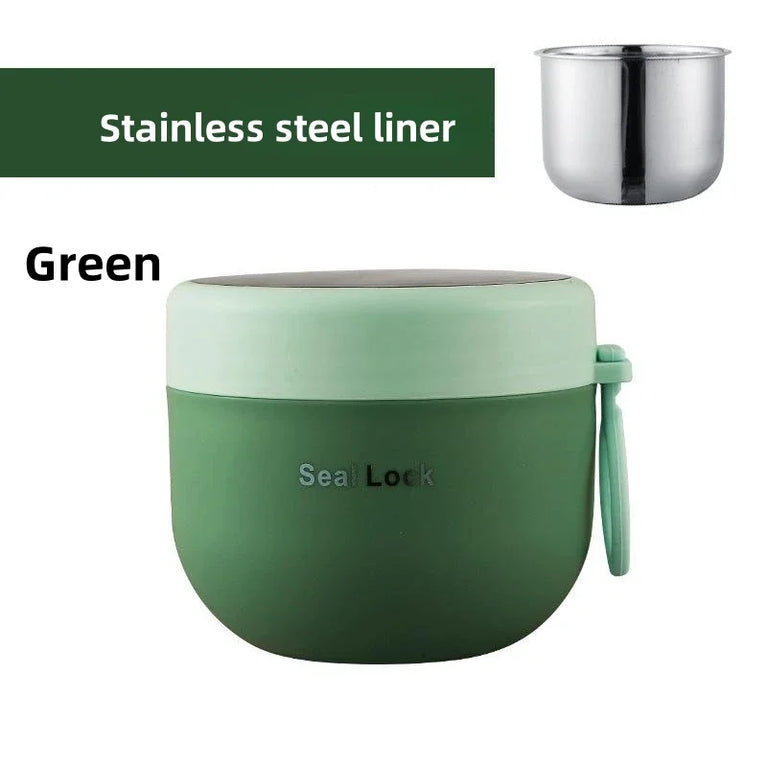600ML 304 Stainless Steel Soup Noodle Bowl with Lid Leakproof Lunch Box Container