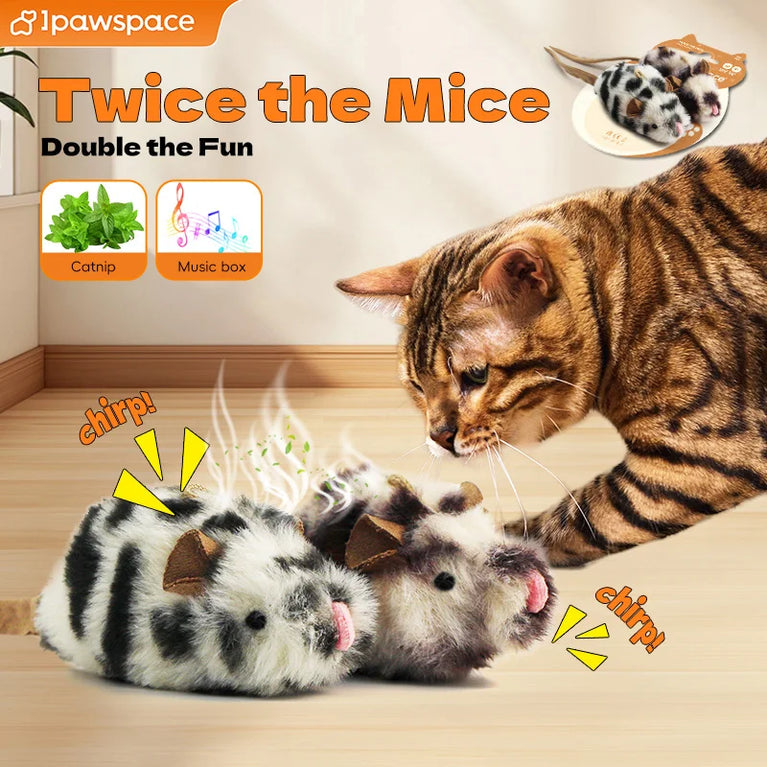 Rechargeable Motion Mouse Cat Toy Automatic Tail Wagging Interactive Sound Moving Pet Toy