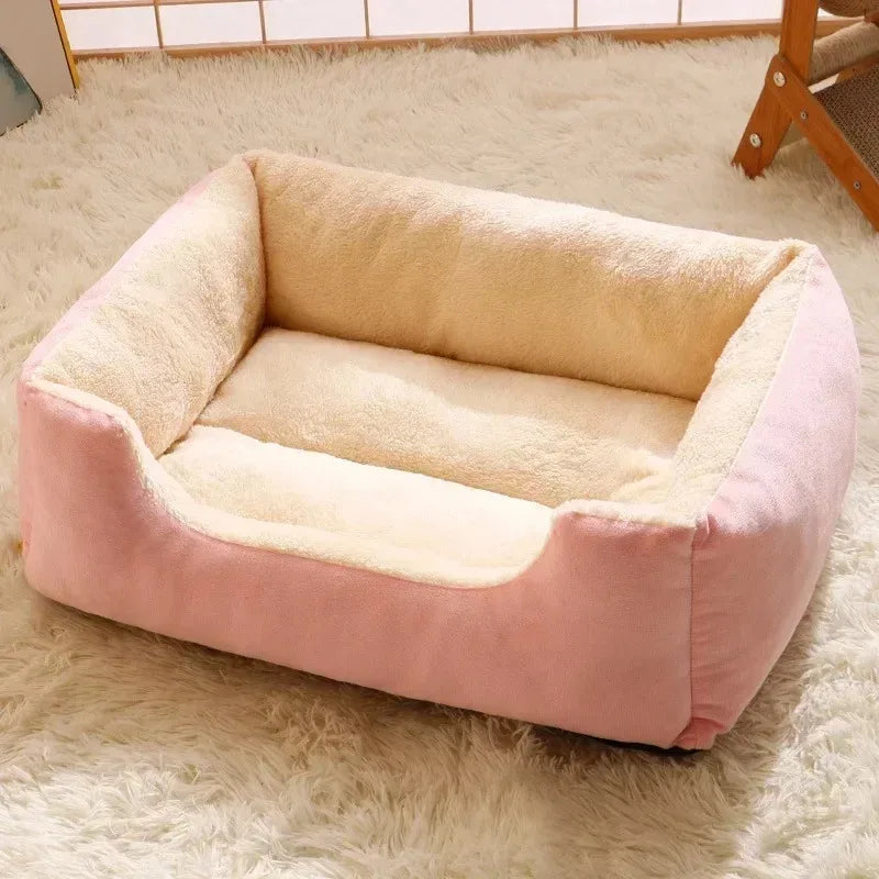 Soft Plush Cat Bed Basket Cozy Breathable Winter Pet Sleeping Nest Accessories