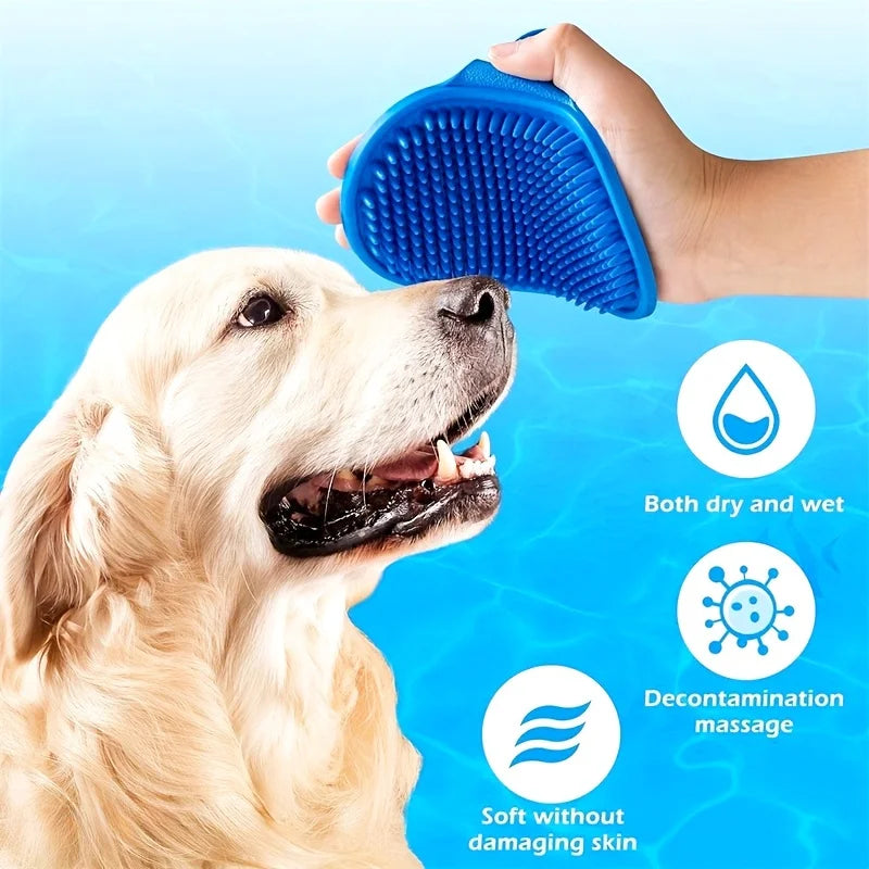 Dog Bath Brush Silicone Pet Massage Brush Grooming Comb Tool