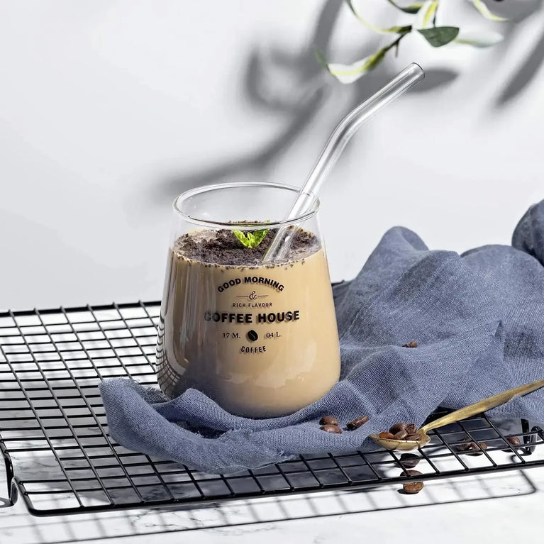 Reusable Glass Drinking Straw Smoothie Milkshake Cocktail Eco Friendly Straws Set