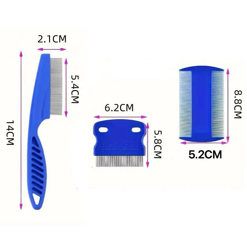 3Pcs Set Dog Cat Grooming Combs Rounded Teeth Pet Dematting Tool Kit