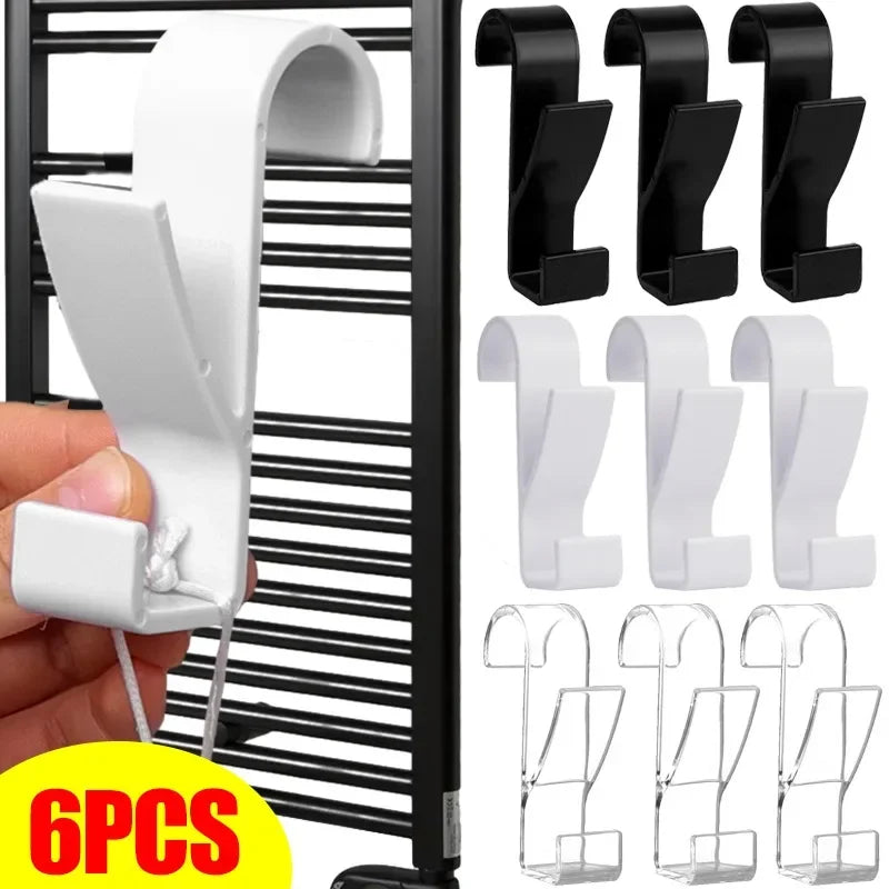 3/6PCS Bathroom Hanger Clips Heated Towel Radiator Rail Hook Holder