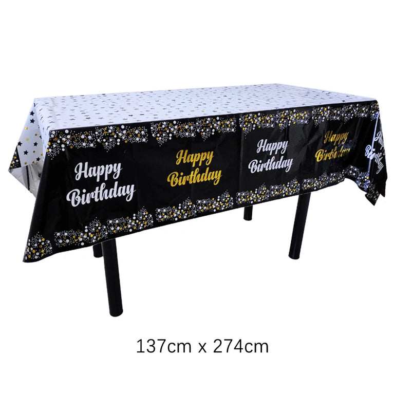 Black Gold Birthday Disposable Tableware Set Party Wedding Decoration Kit