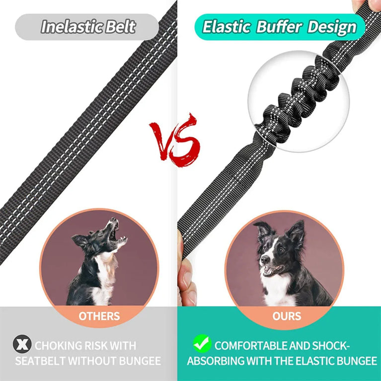Adjustable Reflective Dog Car Seat Belt Harness With Lights Safety Travel Belt