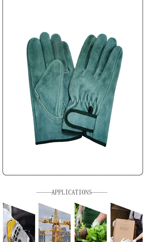 Heavy Duty Leather Gardening Gloves Thorn Proof Wear Resistant Work