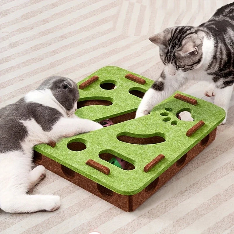 Interactive Cat Puzzle Felt Toy Box Maze Tunnel Bell Ball Indoor Cat Entertainment Toy Set