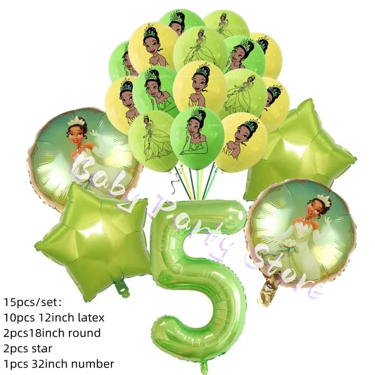 Frog Tiana Princess Party Disposable Tableware Set for Kids Birthday Decoration