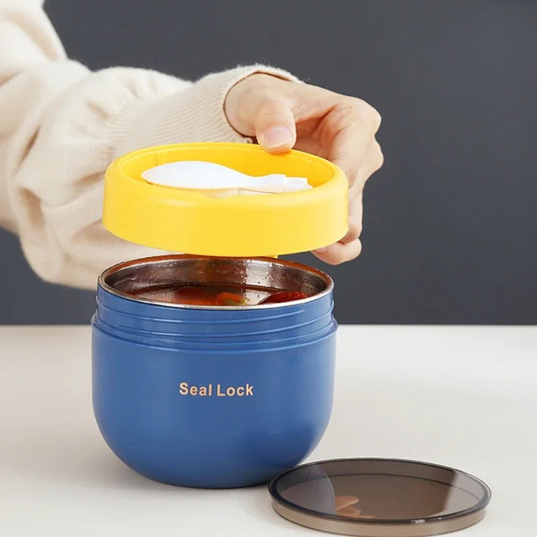 600ML 304 Stainless Steel Soup Noodle Bowl with Lid Leakproof Lunch Box Container