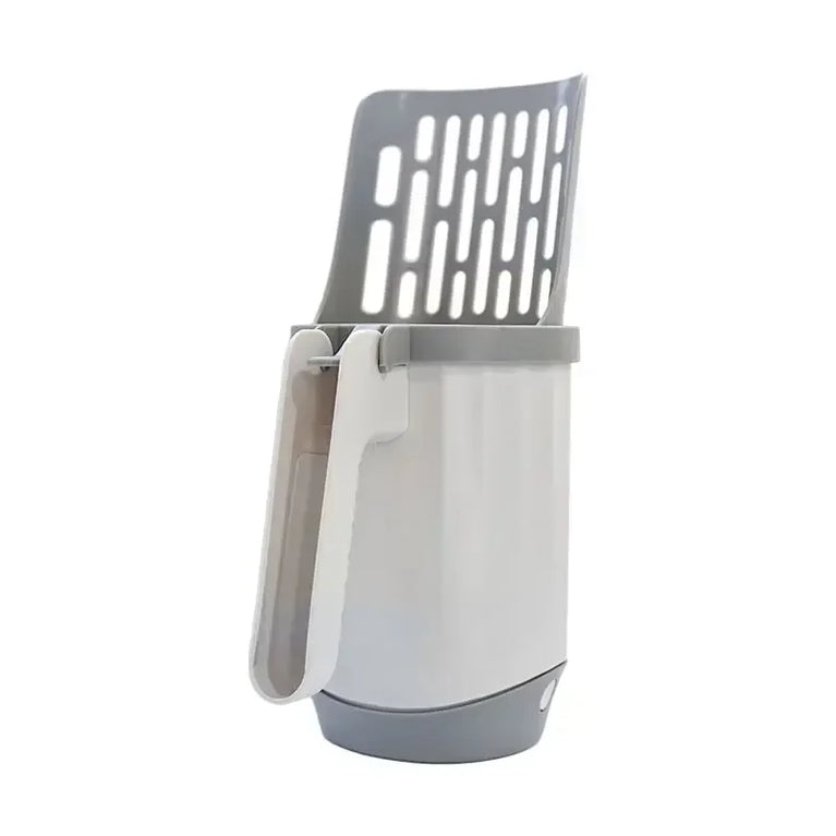 2-in-1 Cat Litter Scoop with Integrated Trash Bin | Portable Waste Management System