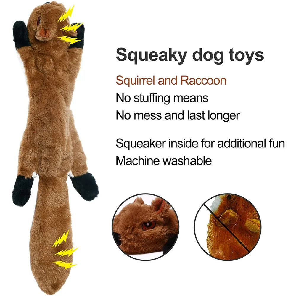 Stuffingless Squeaky Dog Toy Plush Crinkle Chew Training Toy