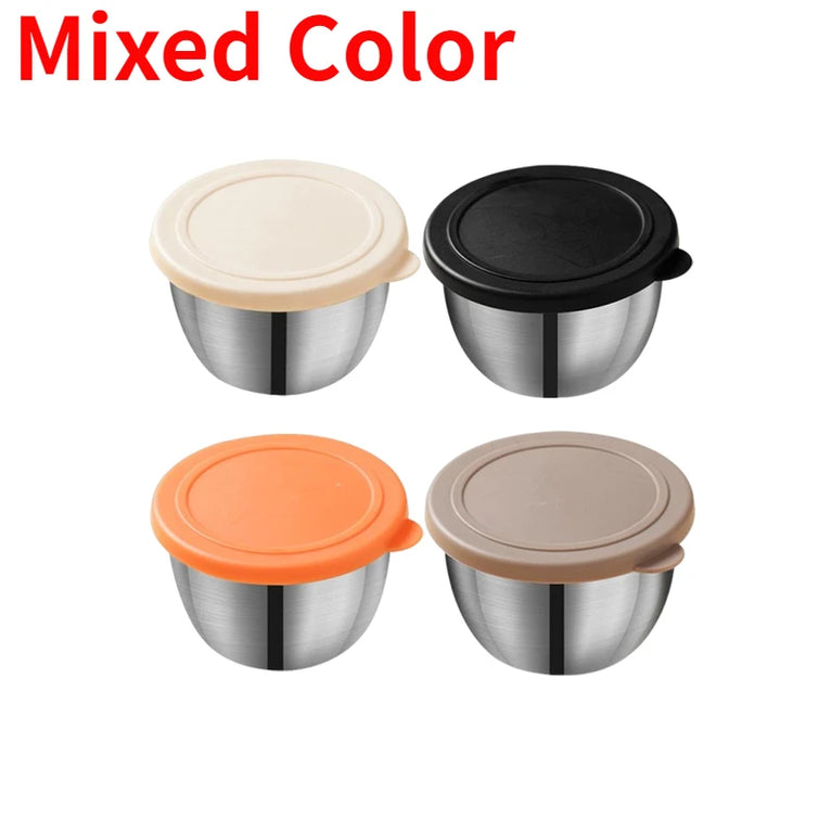 304 Stainless Steel Sauce Cup with Lid Reusable Dipping Container 75ML Portable Salad Dressing Jar Kitchen Tool