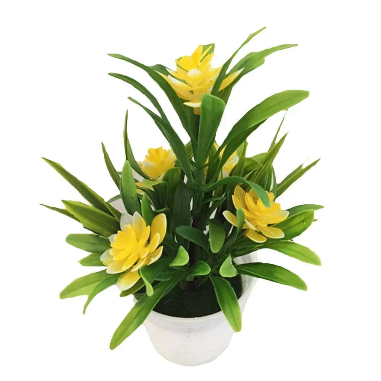 5-Head Miniature Lotus Simulation Bonsai | Creative Desktop Floral Decoration