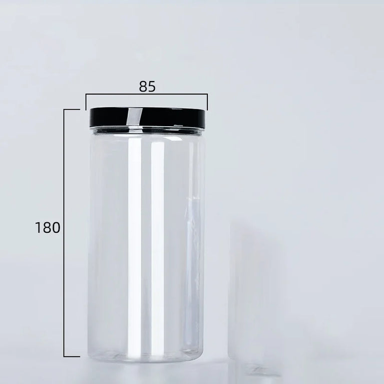 Black Lid Wide Mouth Circular Plastic Storage Bucket Airtight Food Container