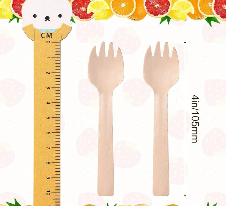 100Pcs Disposable Mini Wooden Ice Cream Spoon Dessert Party Set Tool