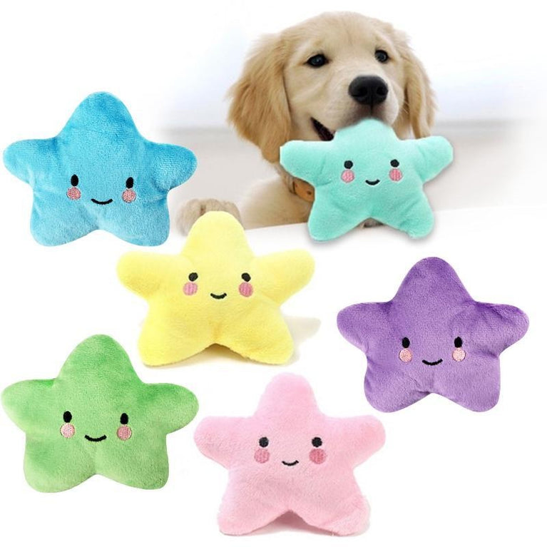 Plush Pentagram Squeaky Dog Toy Interactive Chew Toy Fun