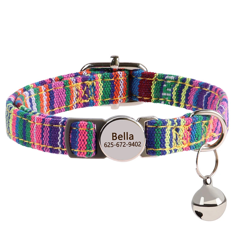 Cat Collar Free Personalized Kitten Collar Engraved Antilost Adjustabl