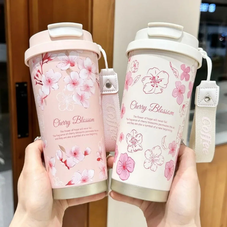 500ml Insulated Stainless Steel Tumbler Mug with Straw Handle