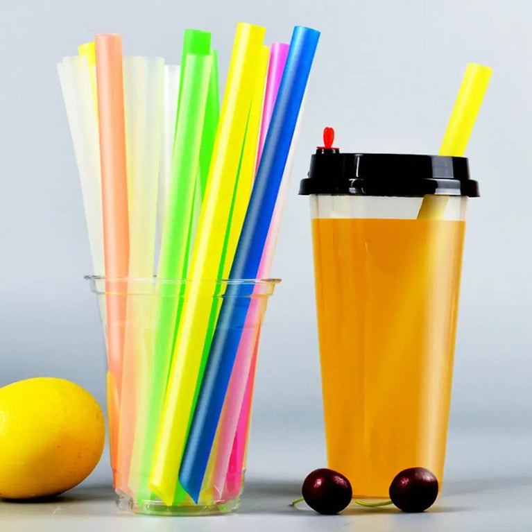 50PCS Jumbo Colored Bubble Tea Straws 19cm Disposable Use