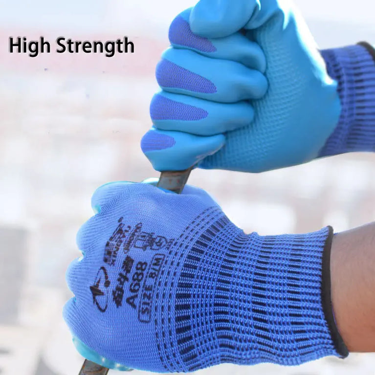Super Grip Rubber Coated Waterproof Gardening Gloves Anti Slip Work
