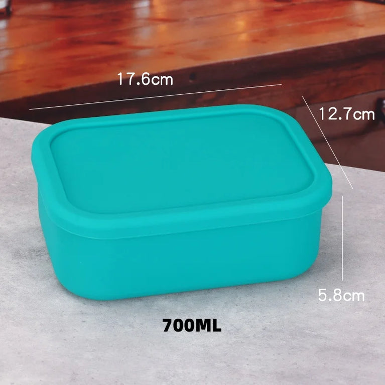 Silicone Bento Box Rectangle Leak-Proof Microwave Safe Lunch Container Portable Food Storage
