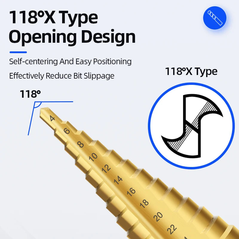 Titanium Step Drill Bit Set | High-Speed Stepped Conical Stage Drills