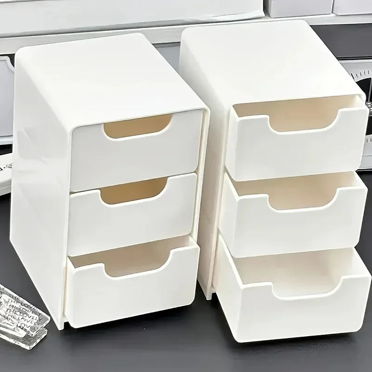 Chic 3-Tier Desk Organizer with Drawers Storage Divider Box