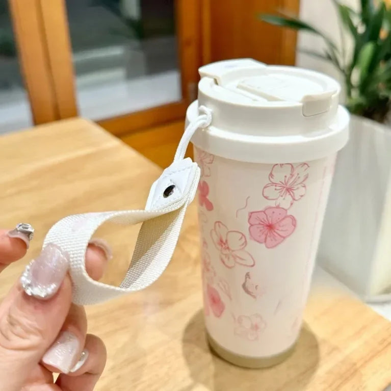500ml Insulated Stainless Steel Tumbler Mug with Straw Handle