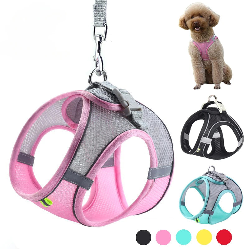 Puppy Dog Harness Set Reflective Adjustable Small Pet Vest With Leash