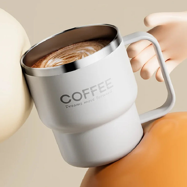 304 Stainless Steel Double Wall Coffee Mug with Handle Leakproof Cup