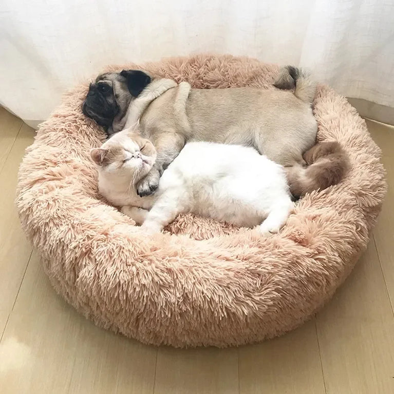 Round Plush Environment Friendly Dog Bed 40-90cm Soft Warm Pet Sleeping Nest