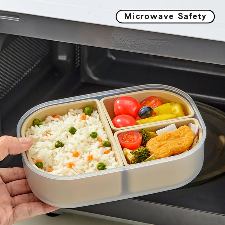 3-Grids Microwave Bento Lunch Box Stackable Leakproof Food Container