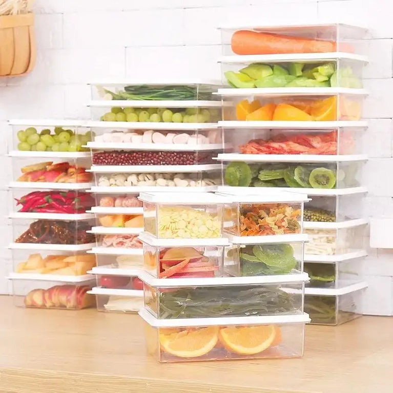 4Pcs Kitchen Refrigerator Food Storage Box Set Plastic Fresh Keeping Containers