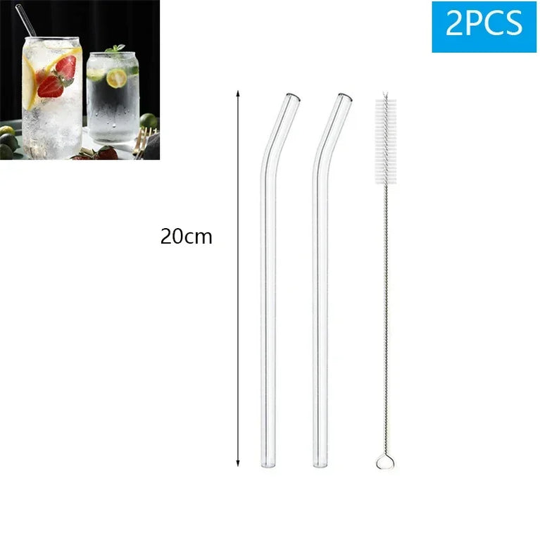 Reusable Glass Drinking Straw Smoothie Milkshake Cocktail Eco Friendly Straws Set