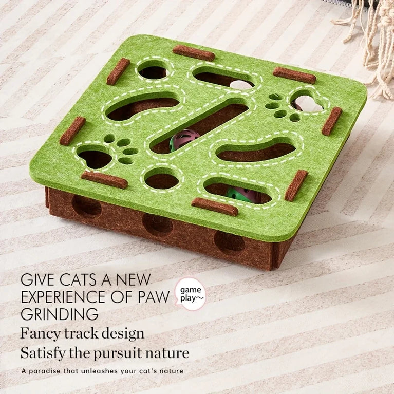 Interactive Cat Puzzle Felt Toy Box Maze Tunnel Bell Ball Indoor Cat Entertainment Toy Set