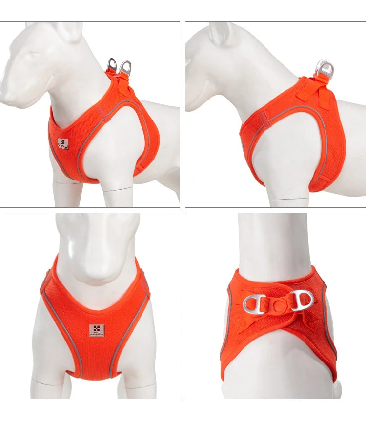 Adjustable Reflective Dog Harness Leash Set Step-In Soft Air Mesh Vest