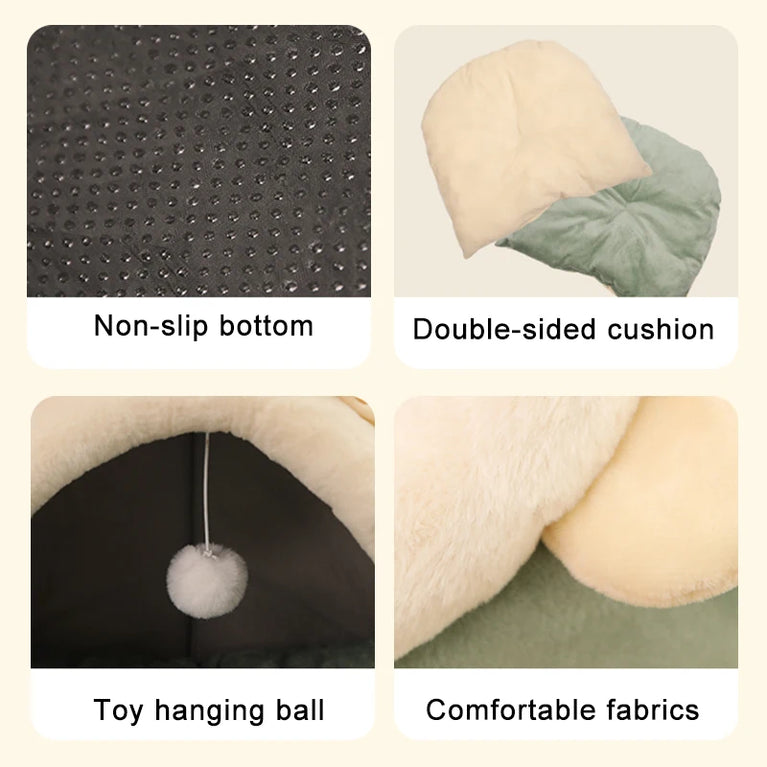 Deep Sleep Cat Cartoon Bed Cotton Cave Soft Foldable Washable Pet Bed House