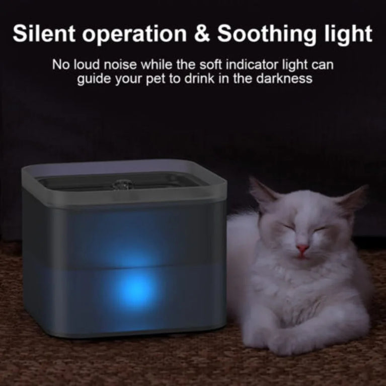 2L Cat Water Fountain LED Filter Pet Drinking Dispenser Bowl